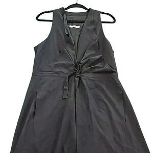 Halston Heritage black sleeveless tie front vest w/ pockets size L black
